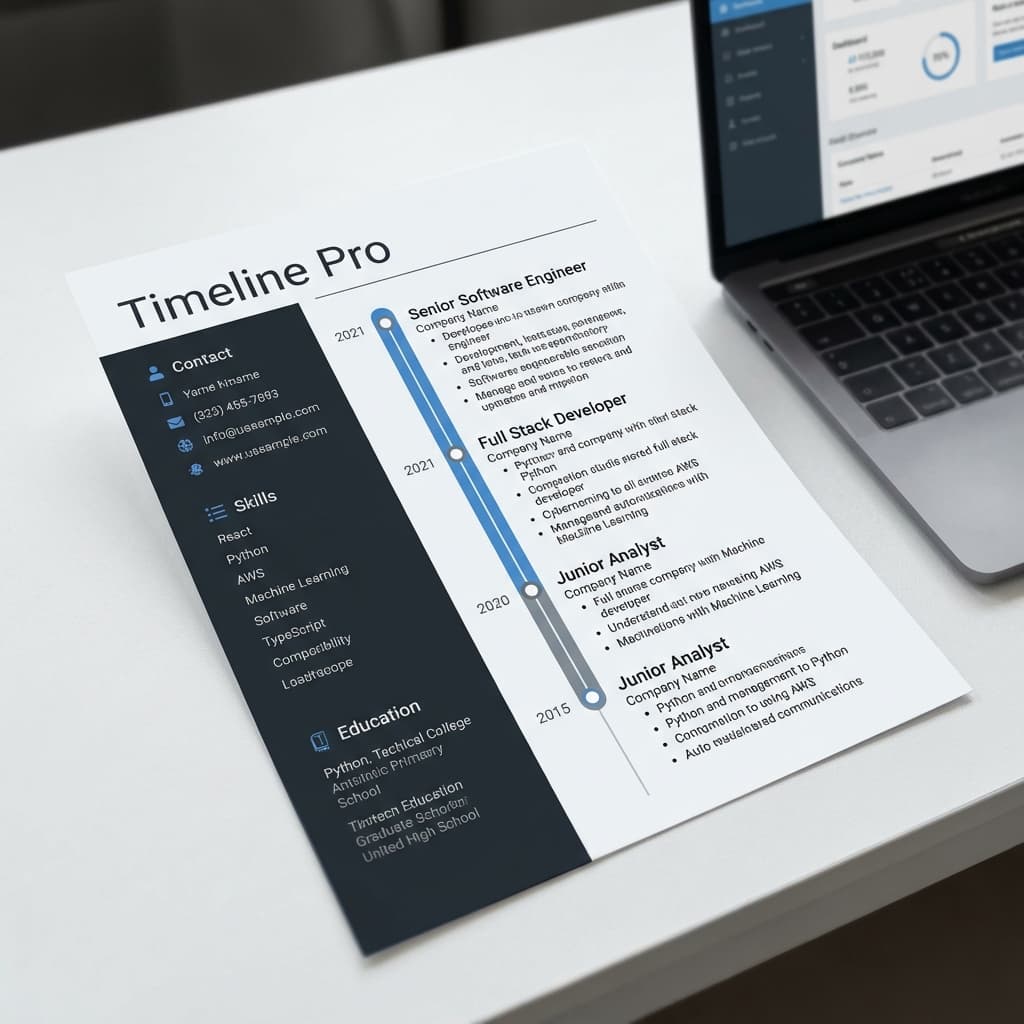 Plantilla de Currículum Vitae Profesional TIMELINE PRO - CV Nexo Digital